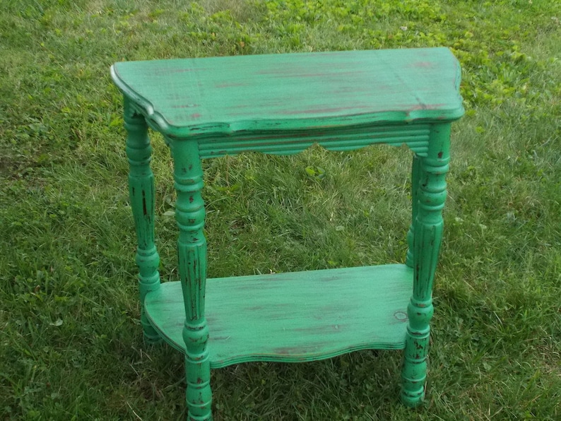 Solid Wood Shabby Chic Demi Lune Side Table at Ancient of Daze
