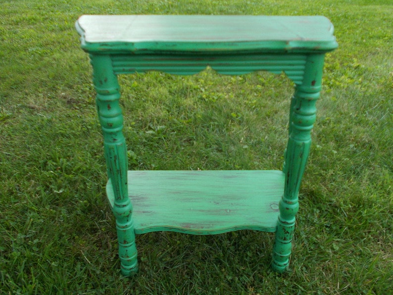 Solid Wood Shabby Chic Demi Lune Side Table at Ancient of Daze