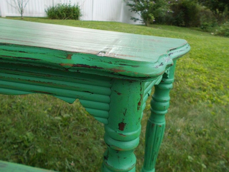 Solid Wood Shabby Chic Demi Lune Side Table at Ancient of Daze