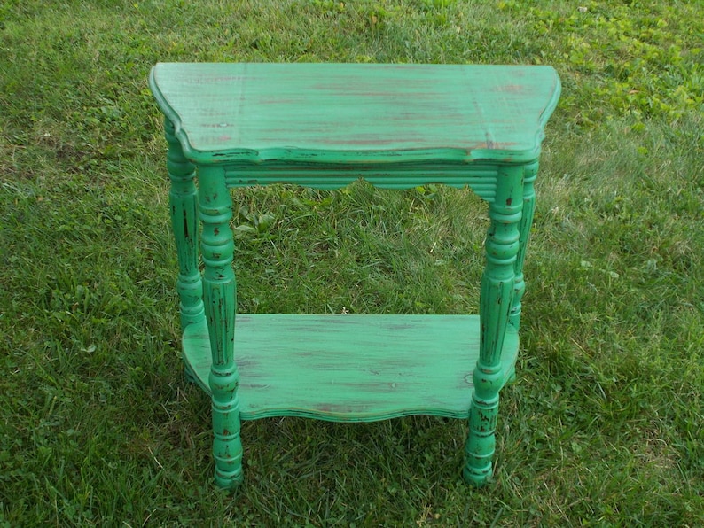 Solid Wood Shabby Chic Demi Lune Side Table at Ancient of Daze