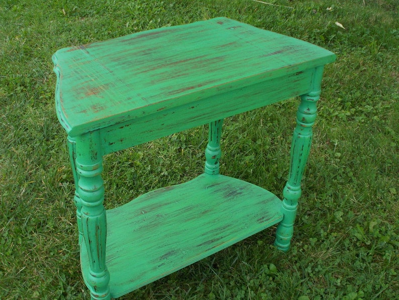 Solid Wood Shabby Chic Demi Lune Side Table at Ancient of Daze