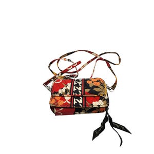 Vera Bradley Mandy Bittersweet Floral Quilted Crossbody Wallet With Adjustable Strap & Zipper Closures