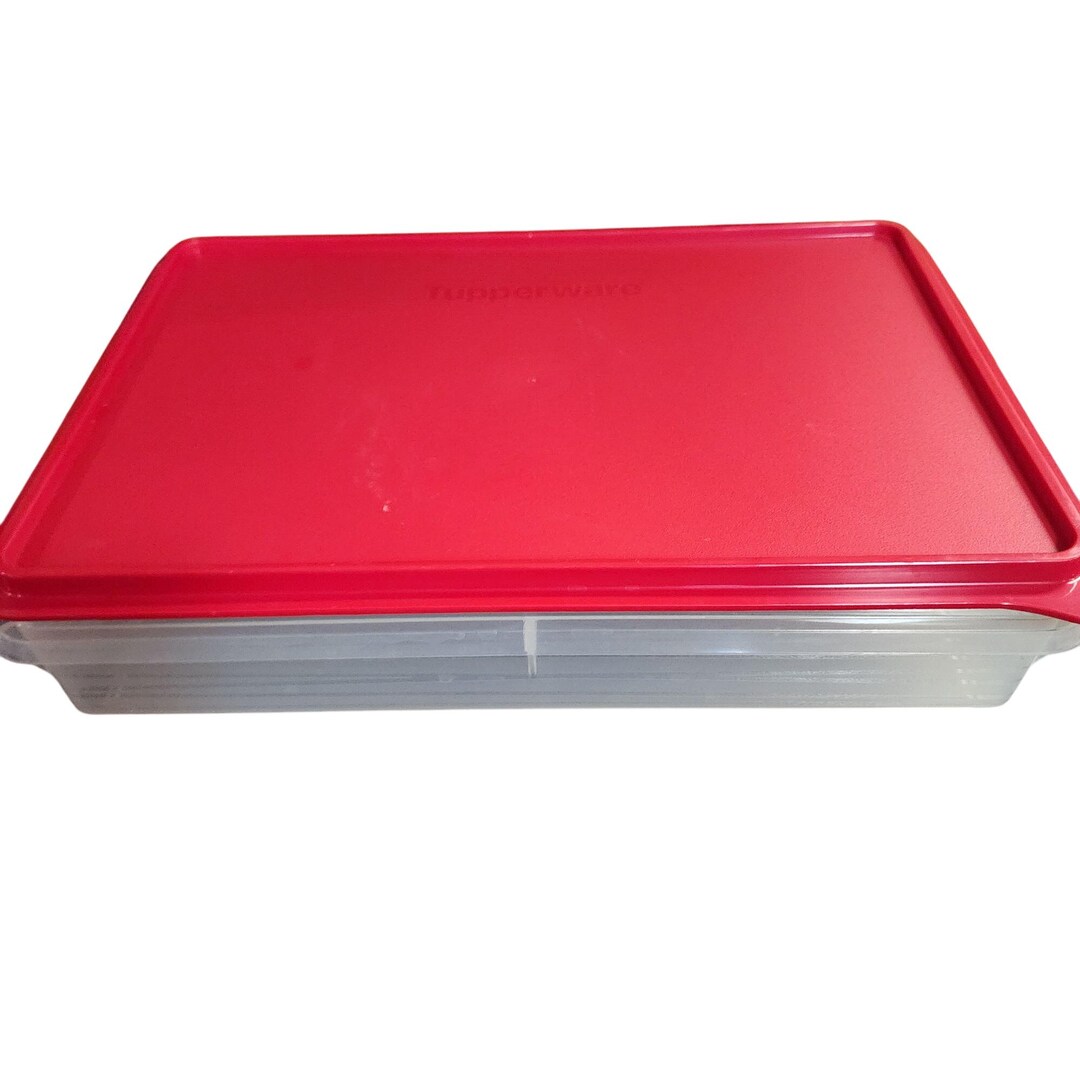Vintage Tupperware Rectangle Clear Storage Container With Red Lid 9-cup ...
