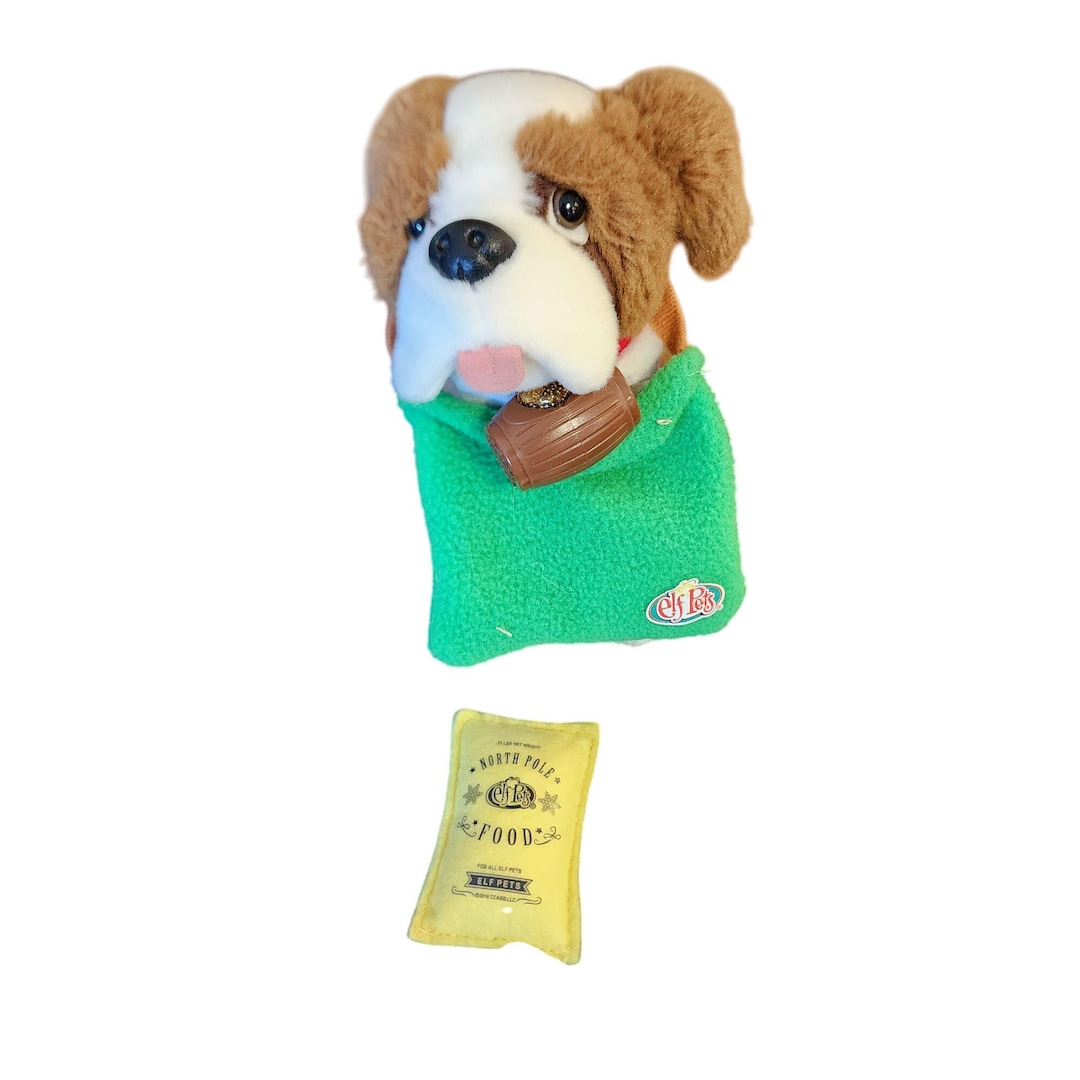 Elf Pets St. Bernard Plush Dog With Green Fleece &