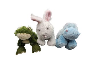 Webkinz Plush Frog Rabbit & Hippo Bundle - Soft Stuffed Animals For Kids