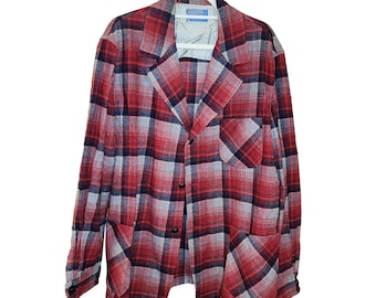 Vintage Pendleton 49er Vintage Plaid 100% virgin wool Jacket Mens size XL