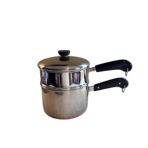 Vintage Revere Ware Copper Bottom 2 Quart Double Steamer Sauce Pan w/ Lid