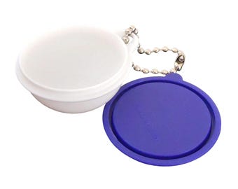 Tupperware vintage mini THATSA Bowl Keychain White Blue seal NEW Aldi Quarter holder