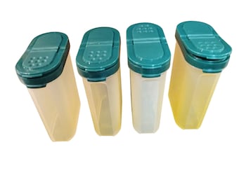 Tupperware Set Of 4 Oval Airtight Kitchen Storage Containers With Green Lids