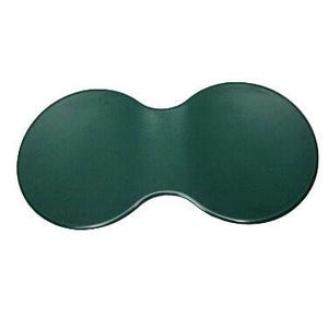 May include: A dark green, rubber,  kiddie swing seat shaped like a figure eight.