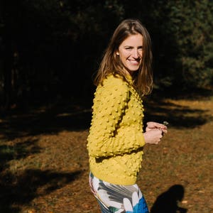 Sicily Sweater - Pom Pom Sweater - Polka Dots Pullover - Yellow Sweater - Sweater With Dots - Merino Wool Sweater - Winter Sweater