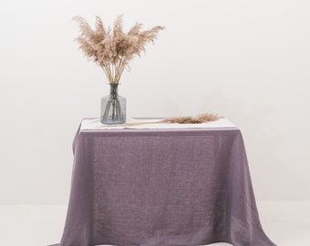 Linen tablecloth, Purple table cloth, Linen home, Tablecloth, Width 56" x custom length, Washed linen tablecloth, Table linens
