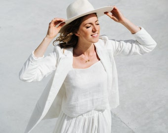 Panama top, Linen top, White linen top, Classic top, Short linen blouse, Linen camisole, Birthday linen top, Maternity blouse, Summer top