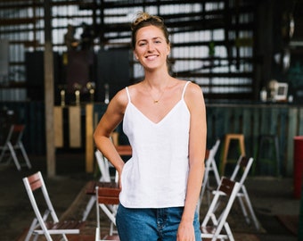 Athens top, Linen cami top, Linen slip top, Linen camisole, Linen blouse, Linen shirt, Linen top, White linen top, Summer top