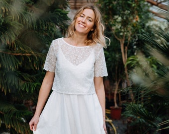 Ali Top - Wedding Lace Top - Wedding Dress - Bride Lace Top - Boho Wedding Dress - Romantic Wedding Lace Top - White Wedding Lace Top