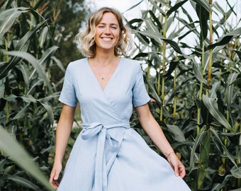 Lisbon Dress - Bridesmaids Linen Dress - Wrap Linen Dress - Romantic Boho Linen Dress - Long Linen Dress - Summer Women Linen Dress