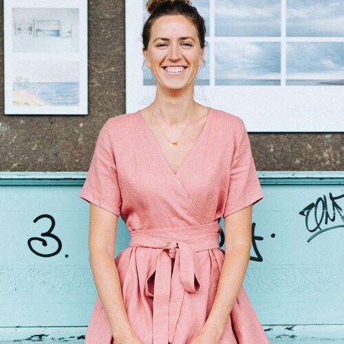 Lisbon Dress - Bridesmaids Dress - Wrap Linen Dress - Linen Clothing - Romantic Dress - Wide Skirt Dress - Summer Dress - Short Dress