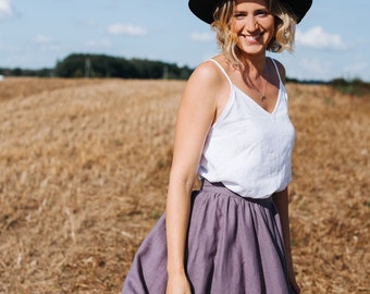 Prague Skirt - Long Linen Skirt - Wide Lavender Linen Skirt - Boho Romantic Linen Skirt - Mid Calf Linen Skirt - Linen Skirts Women's