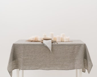 Linen tablecloth, Linen home, Tablecloth, Width 56" x custom length, Striped tablecloth, Washed linen tablecloth, Table linens