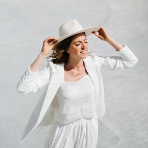 Panama top, Linen top, White linen top, Classic top, Short linen blouse, Linen camisole, Birthday linen top, Maternity blouse, Summer top