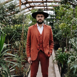 Mens red store linen blazer