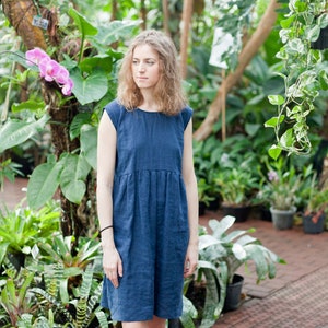 Bogota Dress Navy Dress Blue Linen Dress Bohemian Dress - Etsy