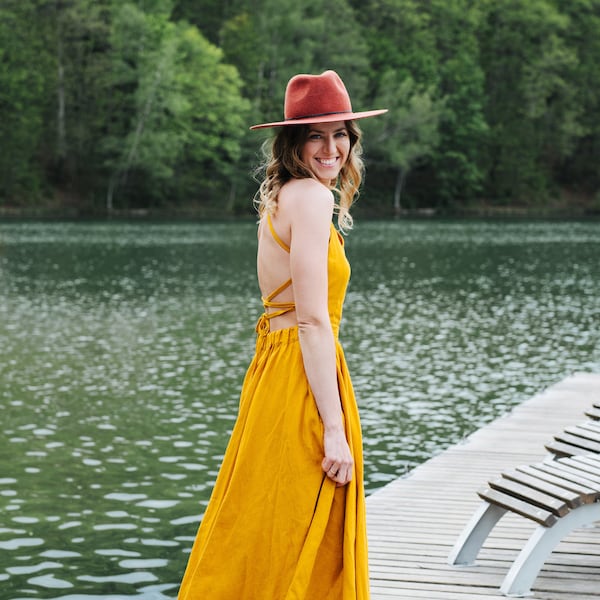 Seattle Dress, Bridesmaids Linen Dress, Cami Linen dress, Slip Linen Dress, Linen Camisole, Linen Dress, Yellow Linen Dress, Wedding Dress