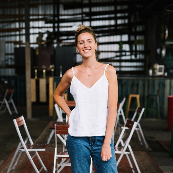 Athens top, Linen cami top, Linen slip top, Linen camisole, Linen blouse, Linen shirt, Linen top, White linen top, Summer top