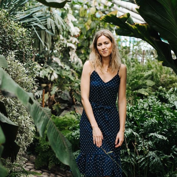 Victoria Dress - Linen Cami Dress - Ruffle Linen Dress - Linen Slip Dress - Linen Camisole - Women Linen Dress - Polka Dots Linen Dress