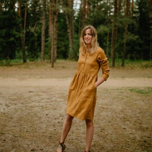Rio Dress - Linen Dress - Maternity Linen Dress - Linen Clothing - Long Sleeve Dress - Loose Fit Dress - Classic Dress - Romantic Dress