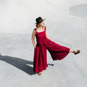 Corfu Pants, Linen Elastic Waist Pants, Linen Pant Skirt, Loose Fit Trousers, Burgundy Linen Pants, Wedding Linen Suit, Plus Size Women Pant