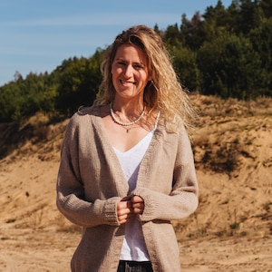 Alaska cardigan, Oversized cardigan, Chunky wool cardigan, Loose fit sweater, Beige sweater, Sheep wool sweater, Open front sweater
