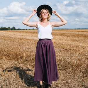 Prague Skirt - Wide Linen Skirt - Long Linen Skirt - Boho Romantic Linen Skirt - Plum Linen Skirt - Women Linen Skirt - Witchy Linen Skirt