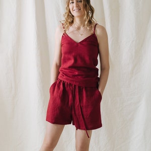 Lilac shorts, Linen shorts, Bride shorts, Linen clothing, Red shorts, Summer shorts, Beach linen shorts, Women linen shorts, City shorts
