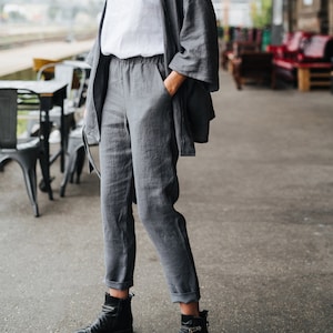 Valletta Pants - Linen Pants - Green Linen Trousers - Suit Linen Pants - Linen Pants Women - Slim Linen Pants - Long Linen Pants