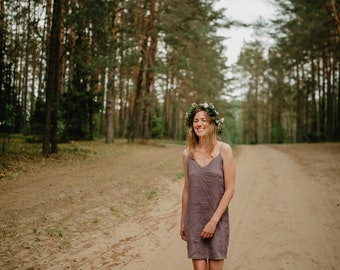 Helsinki dress, Linen cami dress, Linen slip dress, Linen camisole, Handmade clothing for women, Linen dress, Linen clothing, Women dress