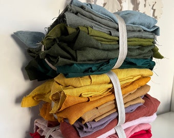 Linen Leftovers, Quilt Linen Fabric, Linen Supply For Toys, Pile Of Linen Material, Linen Material, Linen Fabric, 900 g Linen Fabric Cut Off