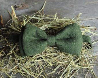 Wedding Bow Tie - Rustic Bow Tie - Linen Bow Tie - Green Bow Tie - Prom Bow Tie - Bow Tie For Men - Bow Tie For Boys - Party Bow Tie