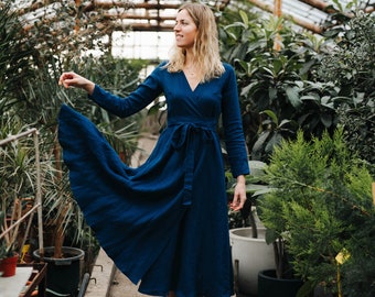 navy linen dress uk