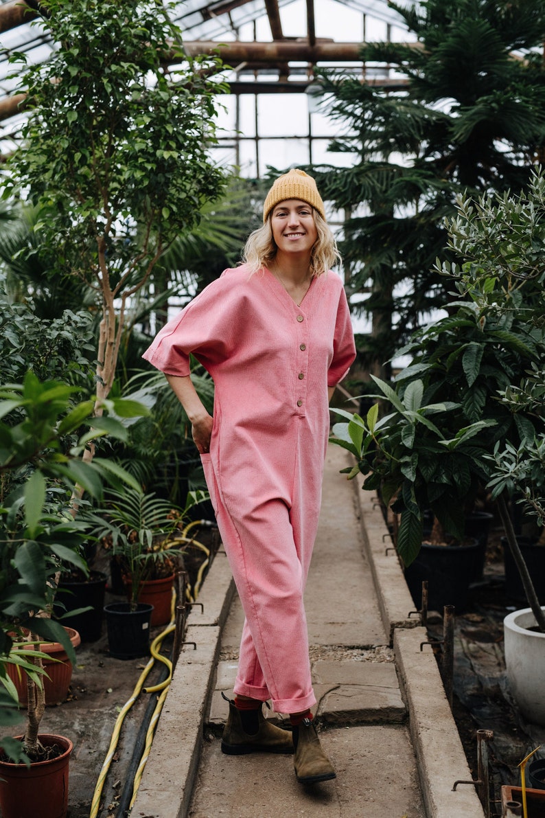 Madrid Jumpsuit - Pink Cord Jumpsuit - Loose Fit Cord Romper - Oversized Pink Cord Jumpsuit - Unisex Pink Jumpsuit shops - Women Cord Overall