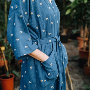 Doha Muslin Kimono - Muslin Home Wear - Short Muslin Kimono - Organic Cotton Women Kimono - Unisex Muslin Kimono - Summer Short Muslin Robe
