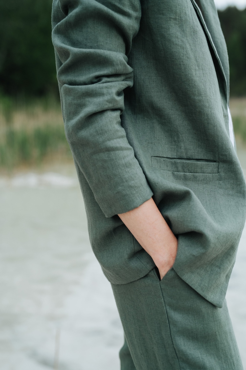 Milan Suit Linen Suit Green Linen Pants Linen Jacket Linen Etsy