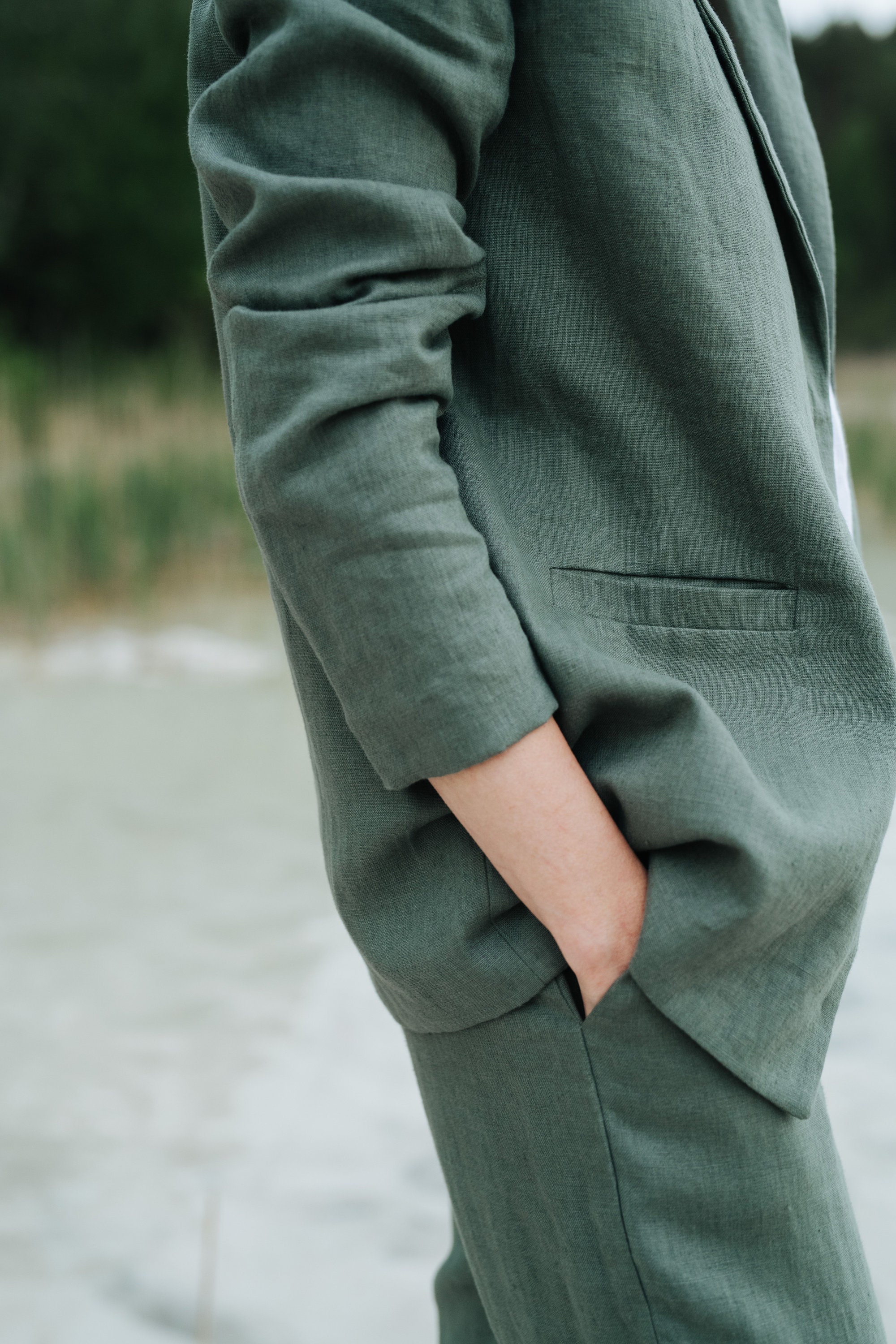 Milan Suit, Linen Suit, Green Linen Pants, Linen Jacket, Linen Pants, Linen  Blazer, Linen Trousers, Linen Set, Long Pants, Women Linen Suit 