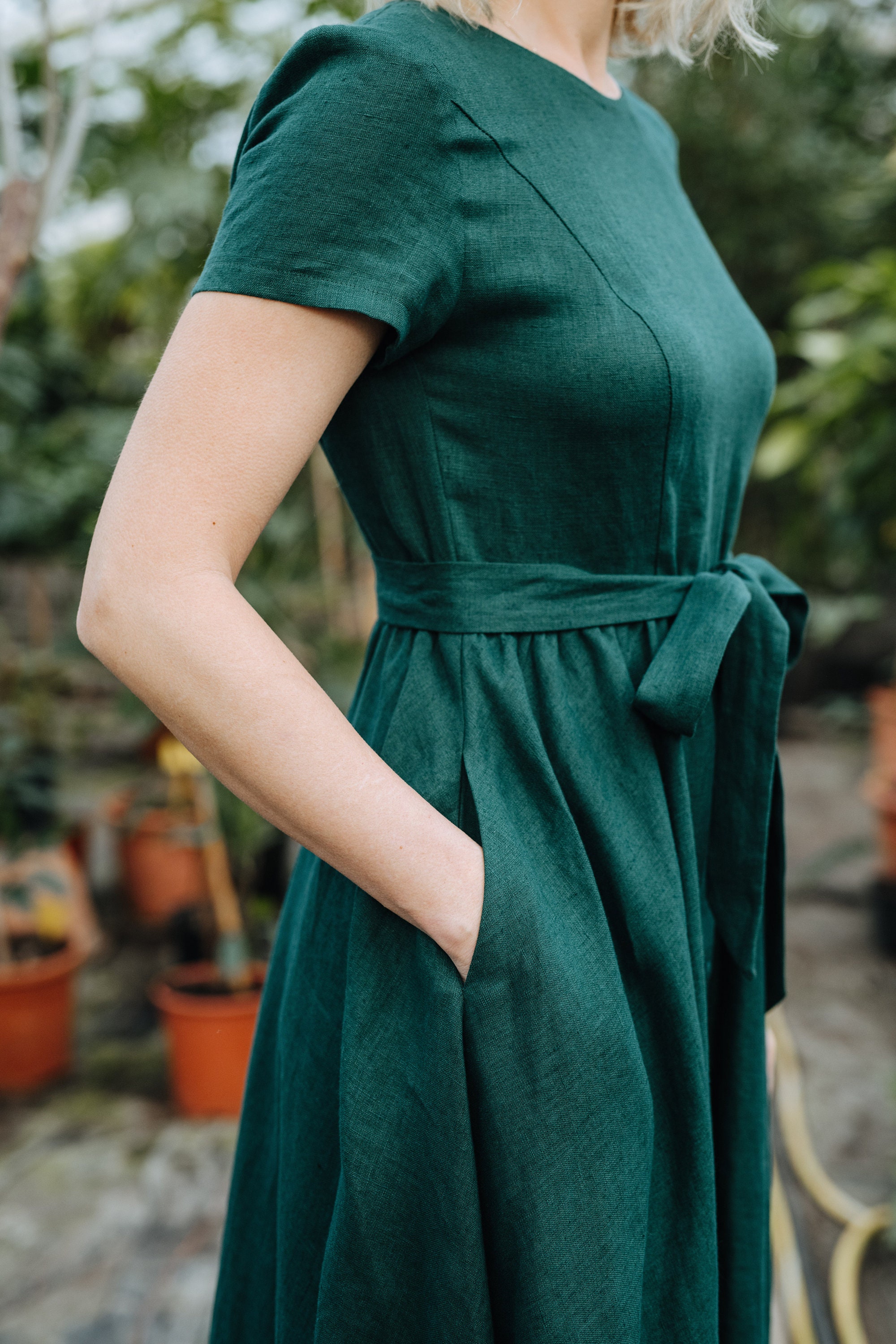 Helena Dress - Green Linen Dress - V Back Linen Dress - Wide Skirt Linen Dress - Bridesmaids Linen Dress - Wedding Linen Dress- Summer Dress Helena Dress - Green Linen Dress - V Back Linen Dress - Wide Skirt Linen Dress - Bridesmaids Linen Dress - Wedding Linen Dress- Summer Dress