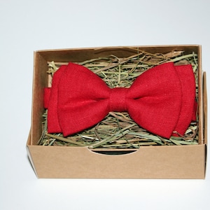 Bachelor Bow Tie - Lazo de arco rojo - lazo de lino - lazo de arco de la boda - lazo de arco rústico - lazo de arco formal - lazo de arco para los hombres - lazo de lazo de arco de cumpleaños