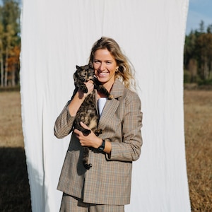 Riga Blazer, Checked Wool Jacket, Classic Wool Jacket, Oversized Women Jacket, Winter Wool Jacket, Loose Fit Blazer, Women Wool Suit