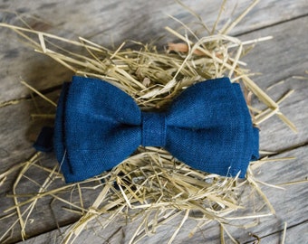 Leinen Fliege, Marine Fliege, blaue Fliege, Fliege für Männer, rustikale Fliege, Hochzeit Fliege, Party Fliege, Prom Fliege