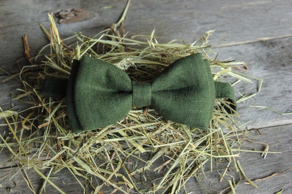 Wedding Bow Tie - Rustic Bow Tie - Linen Bow Tie - Green Bow Tie - Prom Bow Tie - Bow Tie For Men - Bow Tie For Boys - Party Bow Tie