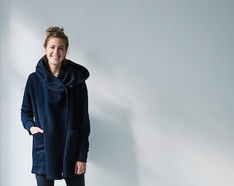 Norge Hoodie, Marinblå Unisex Sweatshirt, Blå Unisex Hoodie, Långärmad Hoodie, Bekväm Hoodie, Hoodie med Fickor, Dam Träningskläder
