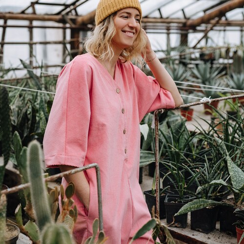 Madrid Jumpsuit - Pink Cord Jumpsuit - Loose Fit Cord Romper - Oversized Pink Cord Jumpsuit - Unisex Pink Jumpsuit shops - Women Cord Overall
